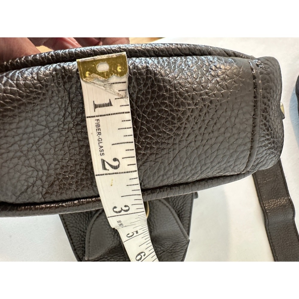 Black Leather Messenger Sling Bag with Gold Buckle - Picture 7 of 8